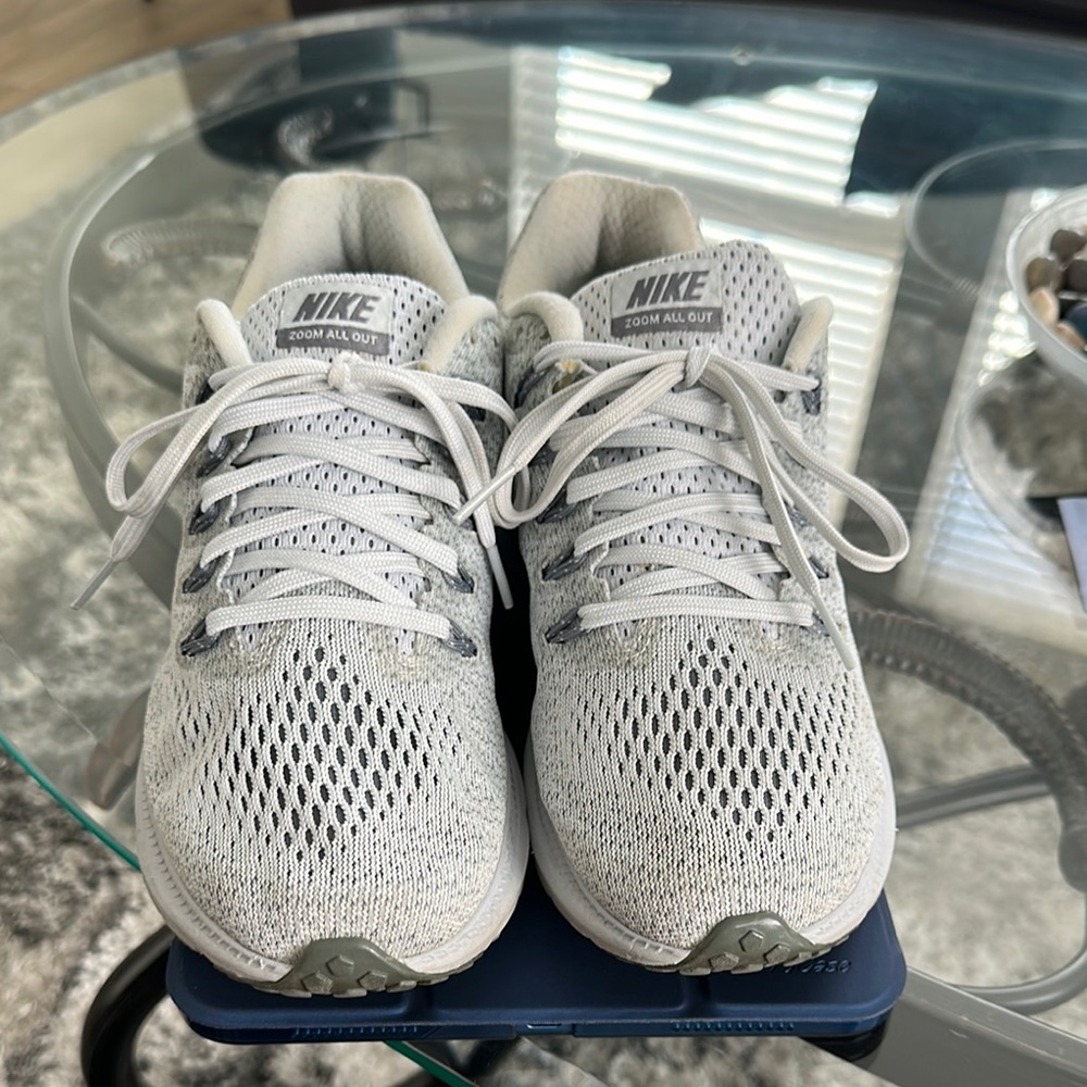 Nike Mesh White and Gray Running Shoes